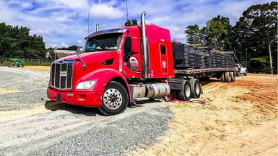 Red truck with flatbed-1